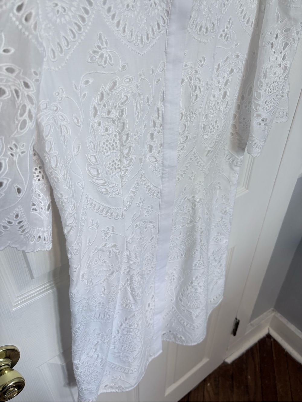 ALLSAINTS Cecee White Eyelet Mini Shirt Dress US 2 UK 6 EU 34 - Picture 7 of 12